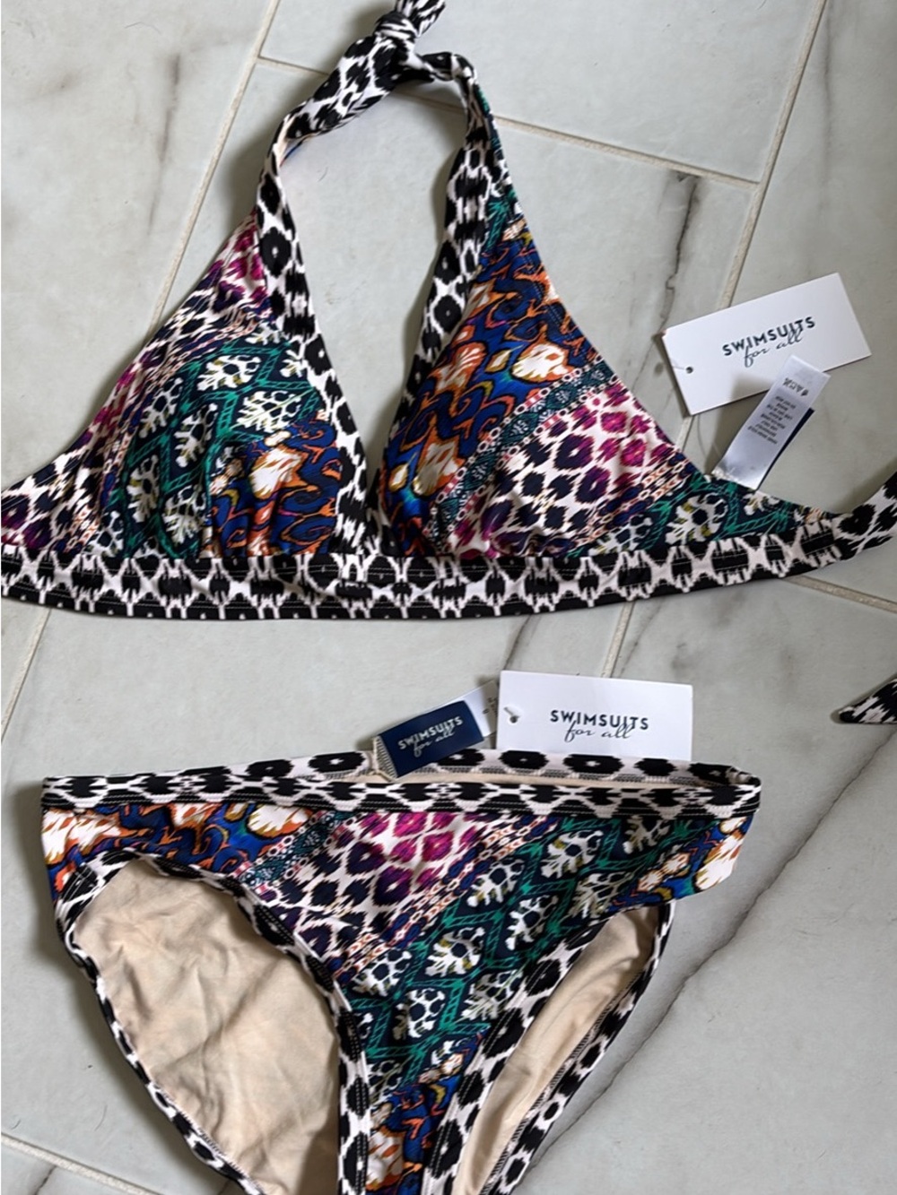 Swimsuits For All Multicolor Halter Bikini: SIZE TOP SIZE 4 / BOTTOMS SIZE 8
